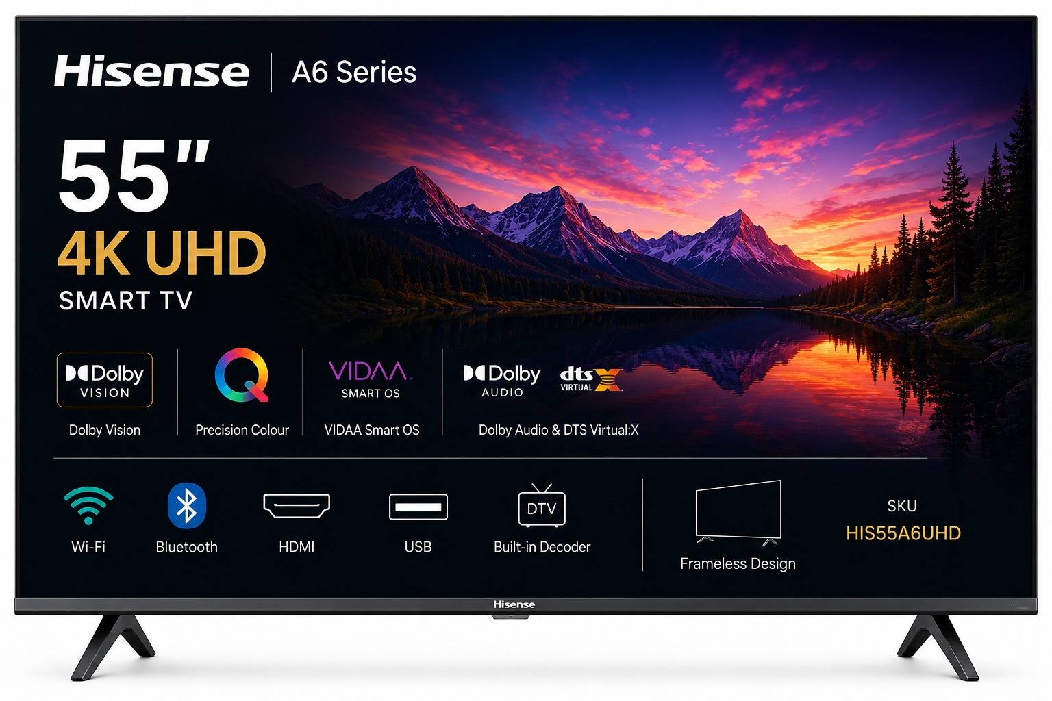 ChatGPT Image May 28, 2026, 03_07_40 PM Hisense 55 Inch Smart 4K UHD Frameless TV (A6 Series) - Image 1